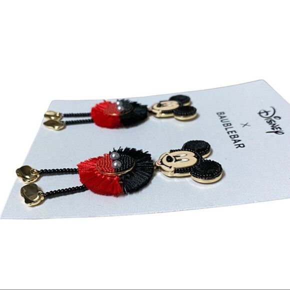 Disney x Baublebar Dangle Earrings Mickey / Minnie Body Fringe Ears Gift Holiday - Picture 12 of 15